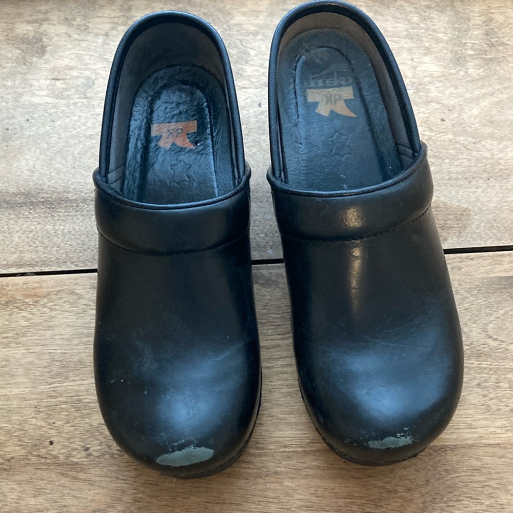 Dansko Black Leather Mules